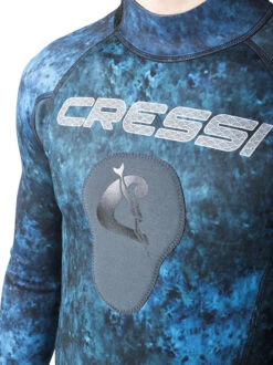 Cressi Tokugawa 3mm 1-Piece Wetsuit Mens 22 Cressi Tokugawa 3mm 1-Piece Wetsuit Mens -Free Dive Gears Sales Cressi Tokugawa 3mm 1 Piece Suit Mens Chest Pad Detail