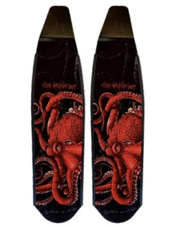 DiveR Freediving Fin Blades - Wild Red Octopus