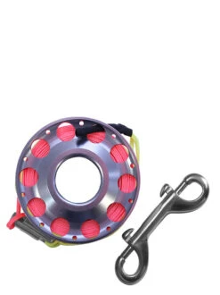 Reefline 25m Aluminium Spool With Swivel -Free Dive Gears Sales Reefline 25m Aluminium Spool with Swivel Bolt Snap Grey