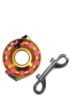 Reefline 25m Aluminium Spool With Swivel -Free Dive Gears Sales Reefline 25m Aluminium Spool with Swivel Bolt Snap Orange