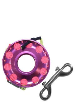 Reefline 25m Aluminium Spool With Swivel -Free Dive Gears Sales Reefline 25m Aluminium Spool with Swivel Bolt Snap Pink